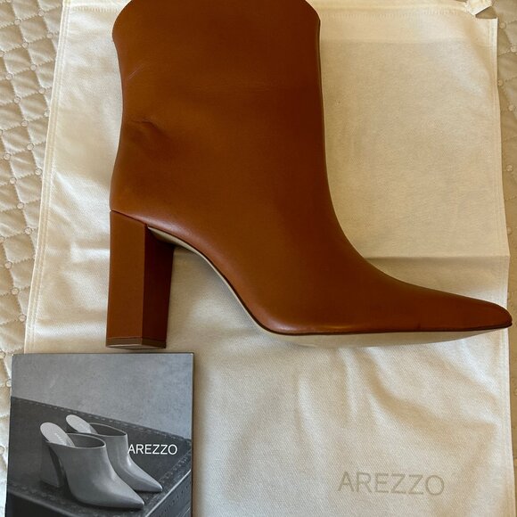 Arezzo Women's Ellie High Block Leather Boots Brown Size 10 - Picture 2 of 6